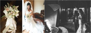 bride and groom in front of fire drinking champagne black and white