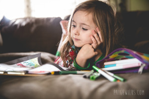 little girl coloring on a cold day (austin lifestyle photographer)