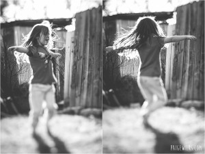 little girl dancing spinning hair in sunlight lensbaby fine art image