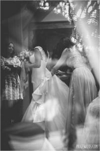 bridesmaids bustling wedding dress
