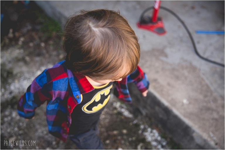 little boy batman shirt plaid running