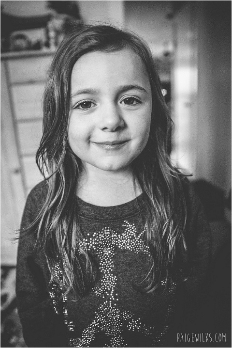 little girl natural light black and white peace sign