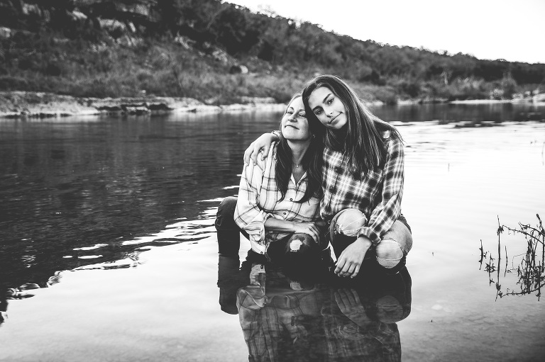 mother daughter portrait black and white wimberley
